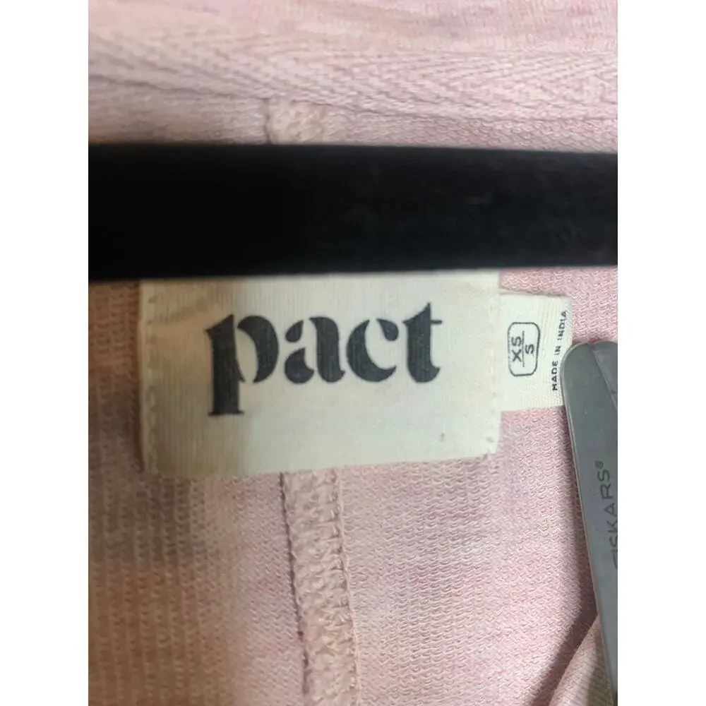 Pact Pale Pink V Neck Cotton T Shirt Sz XS / S95% Organic Cotton 5% Elastane - Picture 7 of 10
